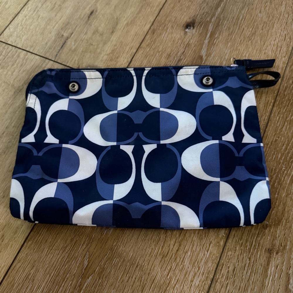 Coach Blue and White Signature Makeup Pouch Y2K - Picture 2 of 3